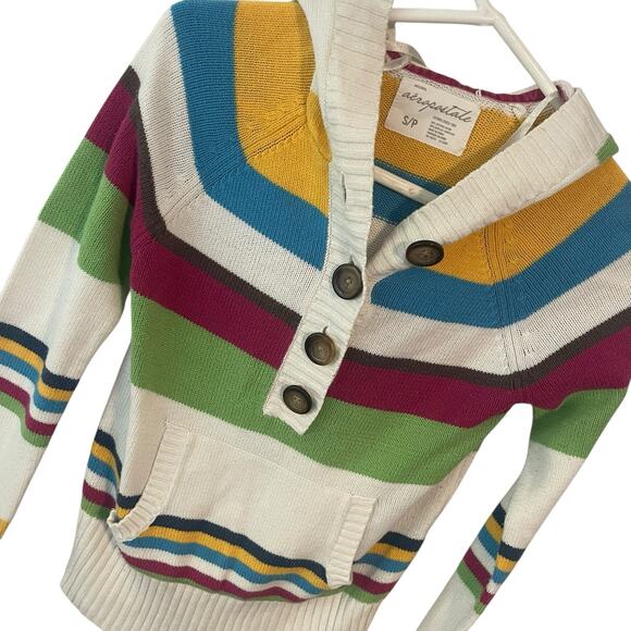 VTG Y2K Aeropostale Striped Cardigan Sweater Hooded Small Bella Swan Grunge - Picture 1 of 6